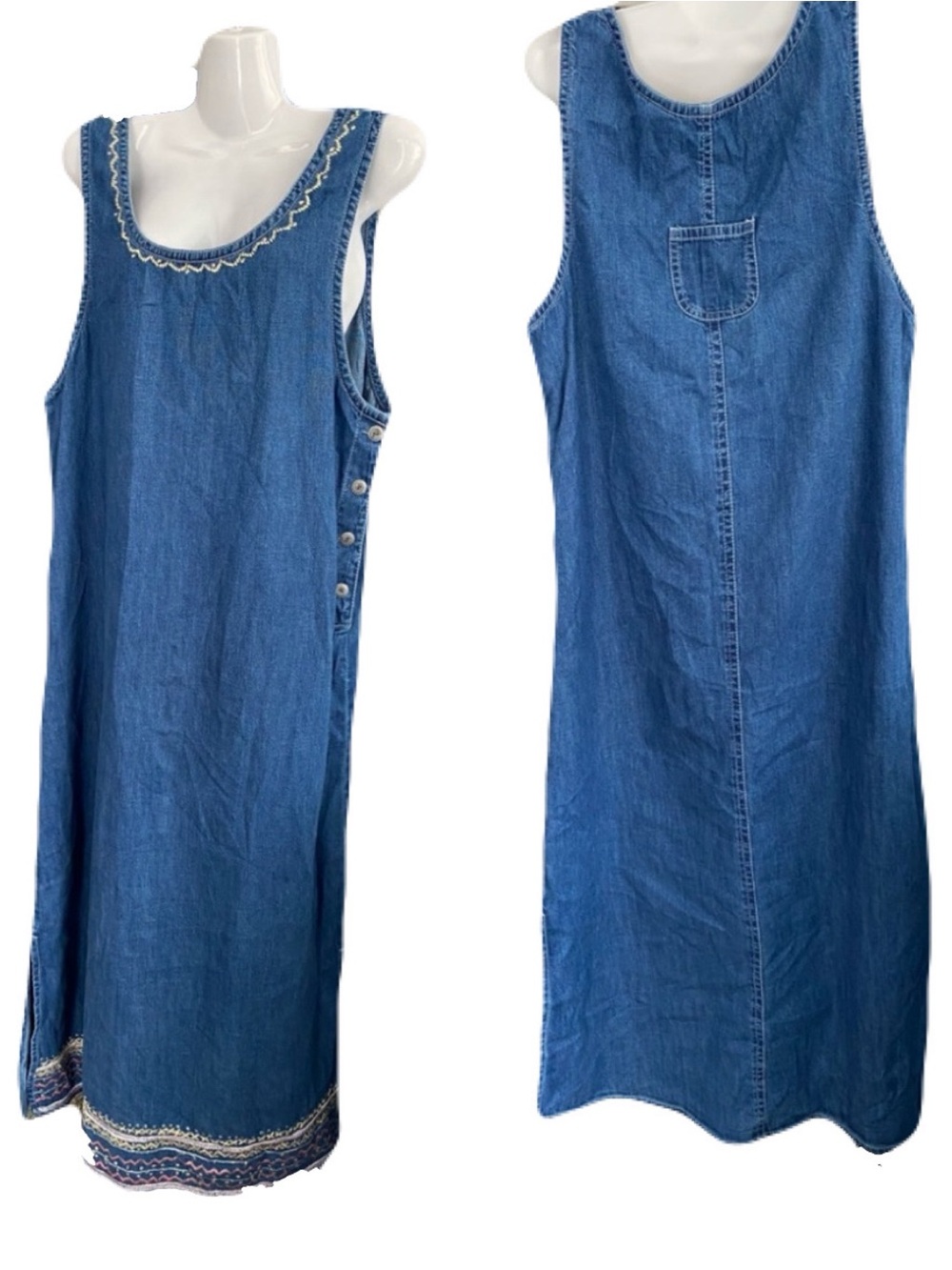 Embroidered Denim Sleeveless Dress Agapo Collection